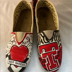 Chatties Hand Painted Texas Tech loafers.